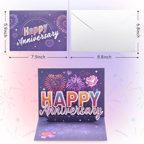 LIGHTS & FIREWORKS SOUND Pop Up Anniversary Card